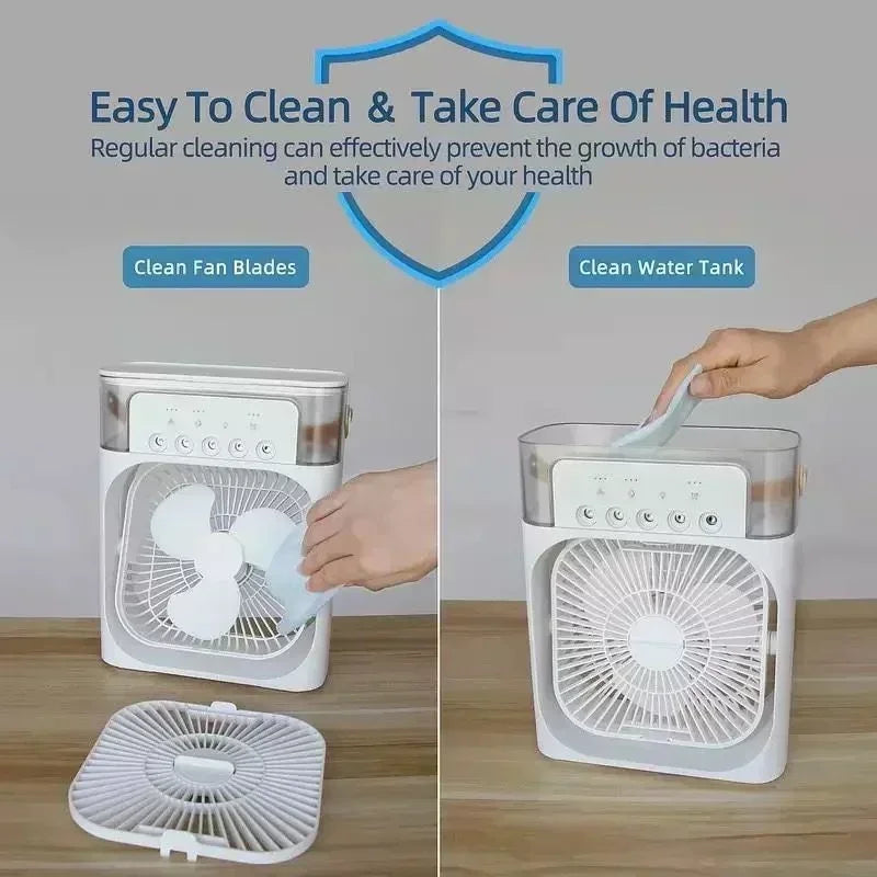 3-in-1 Mini Air Cooler with Humidifier & LED Light