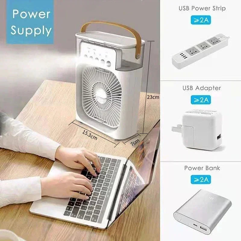 3-in-1 Mini Air Cooler with Humidifier & LED Light