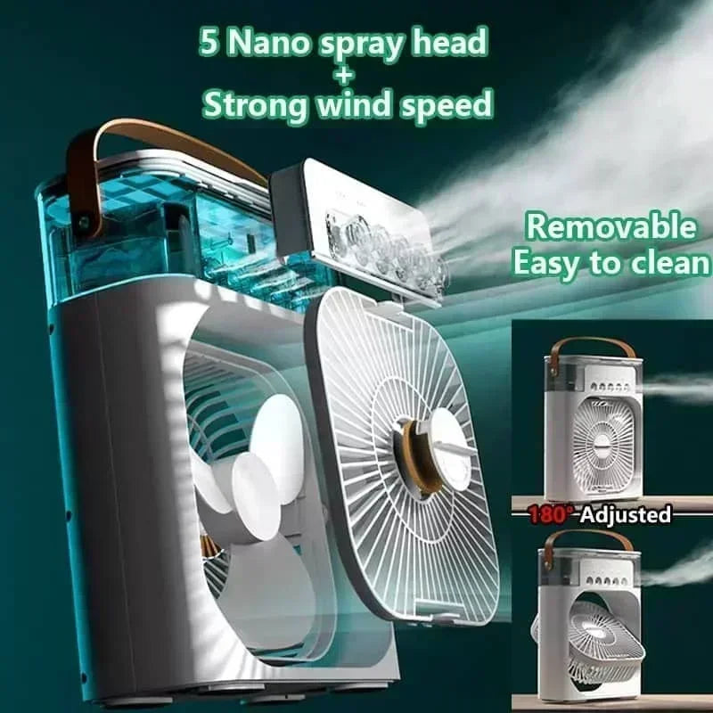 3-in-1 Mini Air Cooler with Humidifier & LED Light